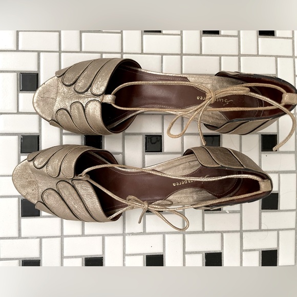 Anthropologie Luiza Perea Deco Heels - Silver Peep Toe Heels - Picture 4 of 9